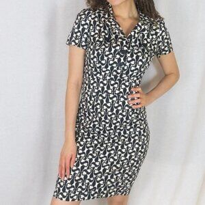 CLUB MONACO fleur de lis abstract printed collared dress size 0